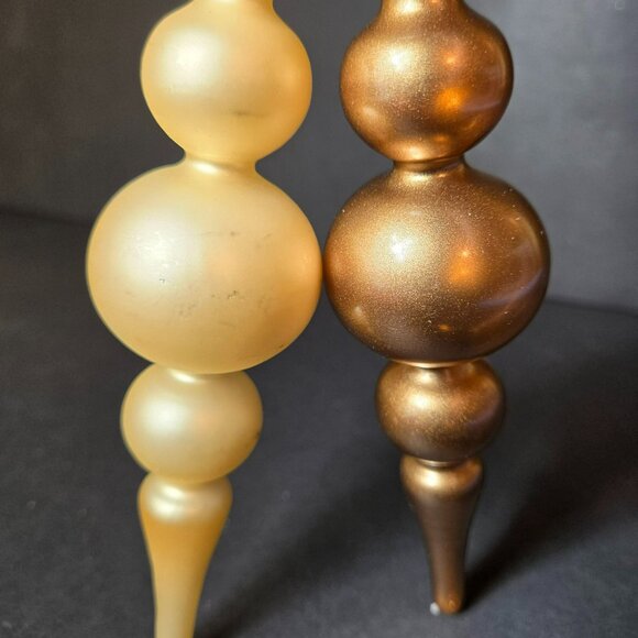 Frontgate Gold Finial Ornaments Set Of Two Handcrafted Glass 8" Holiday Decor - Picture 6 of 9